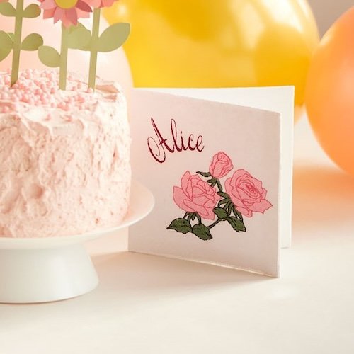 Personalized Embroidered Birthday Card with Rose